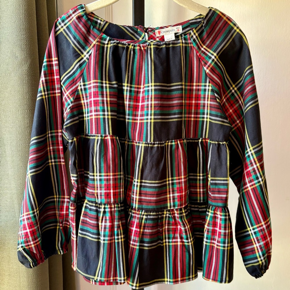 Crewcuts | Holiday Plaid Multicolor Plaid Tiered Top | 5